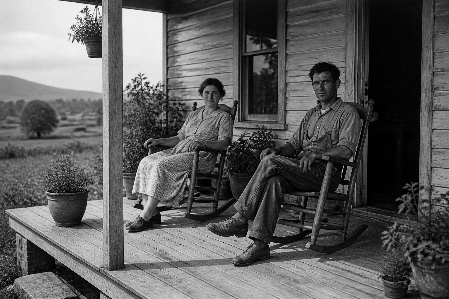 Historic porch photo restored (before)
