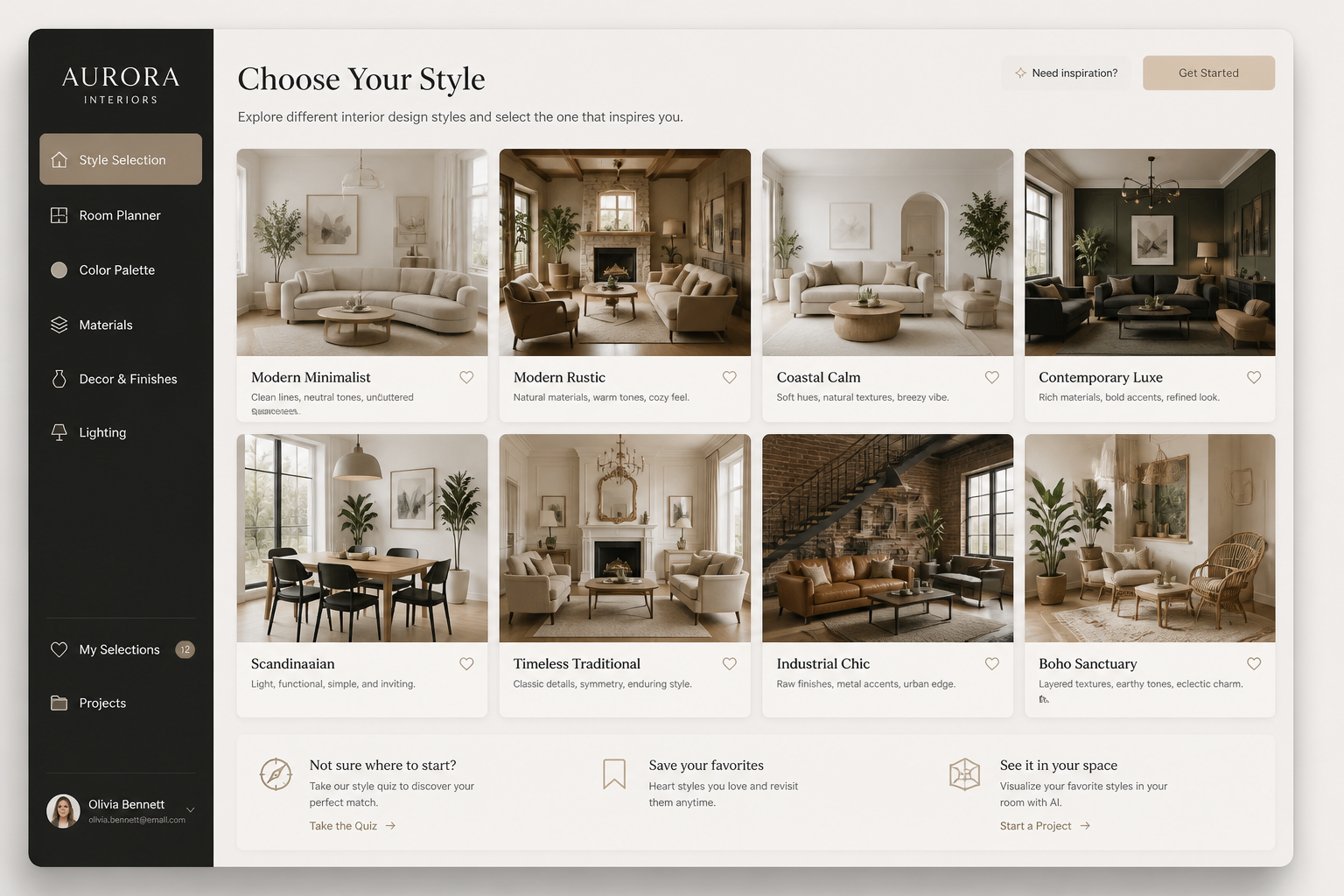 Pick a room style