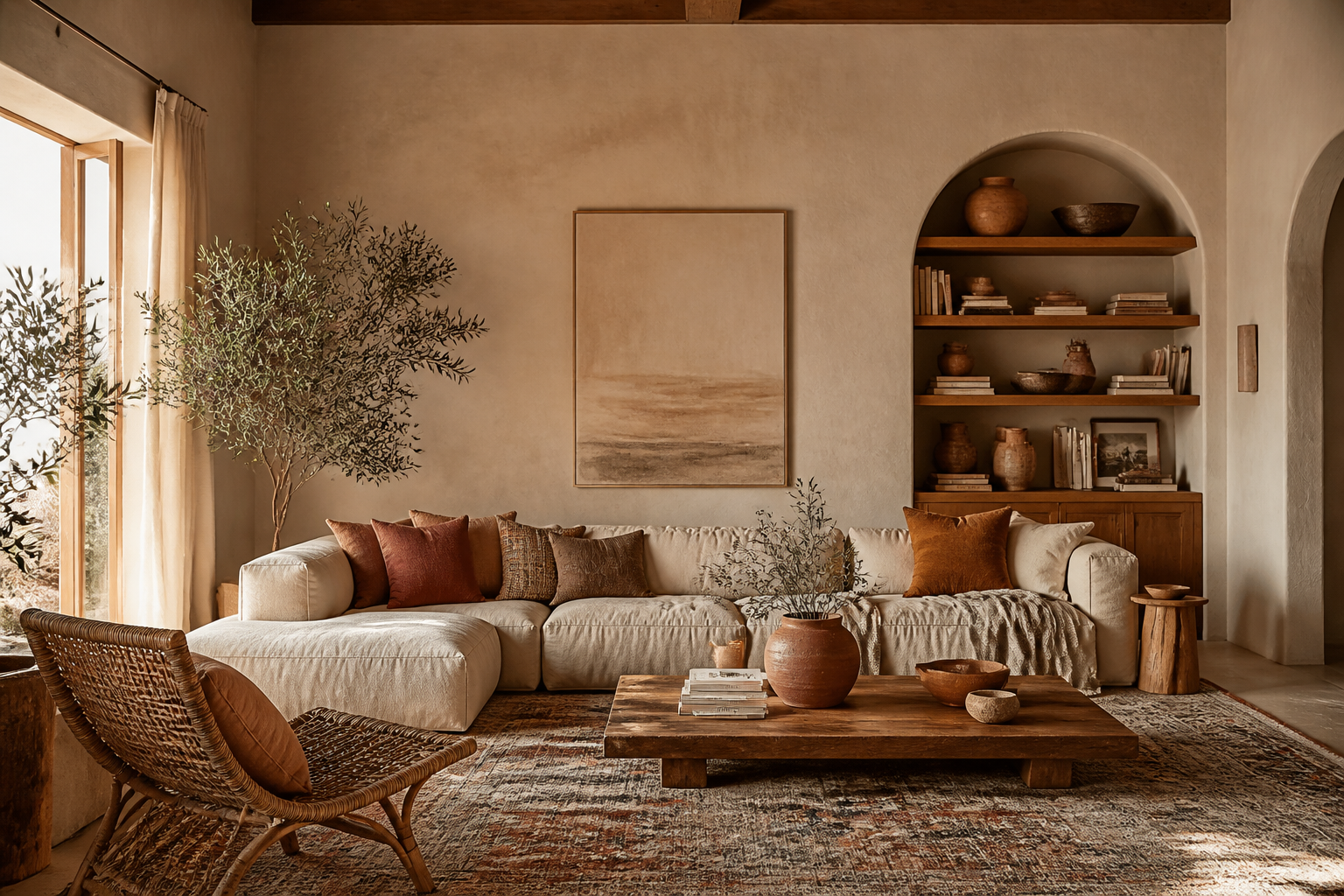 Boho earth-tone lounge