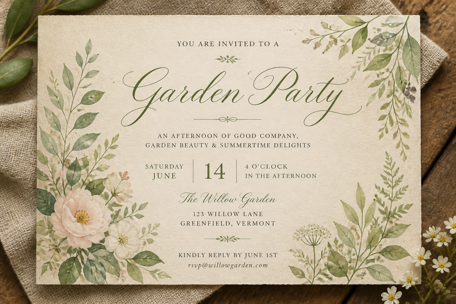 Rustic garden invitation