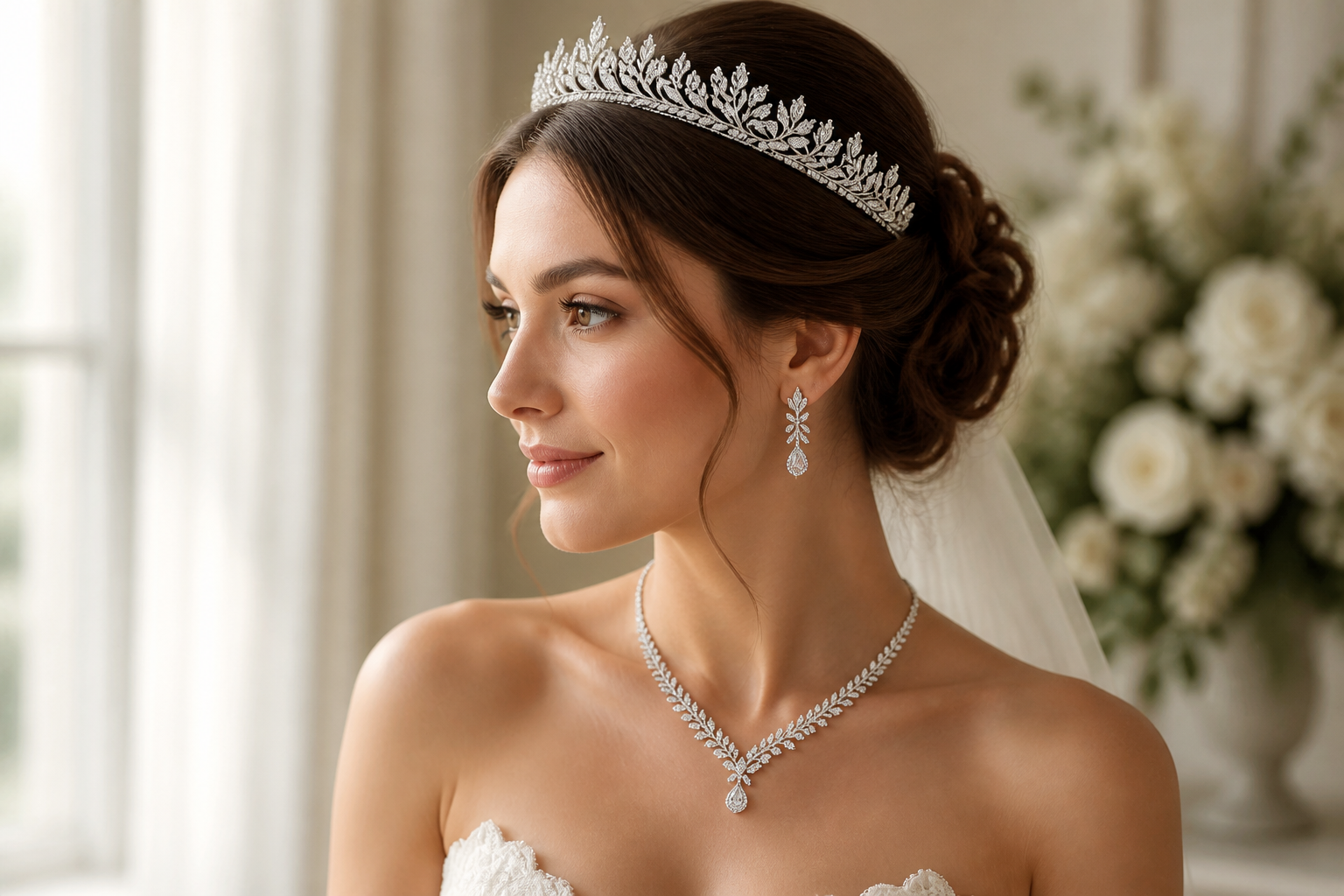 Bridal set on wedding model (after)
