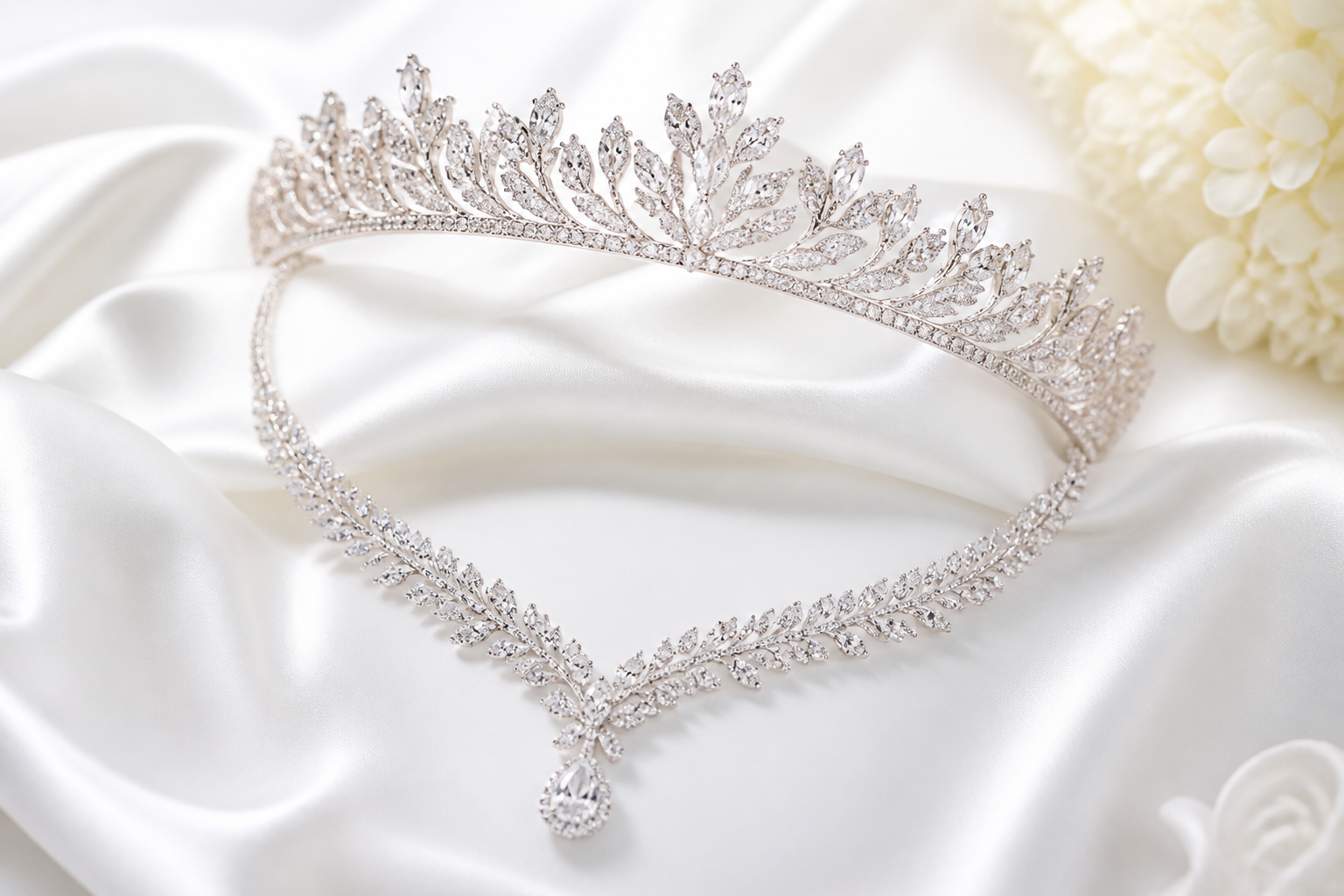 Bridal set on wedding model (before)