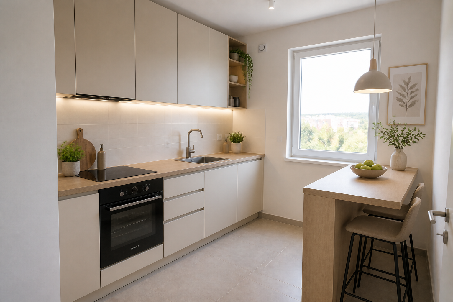 Small-space minimalist kitchen (after)