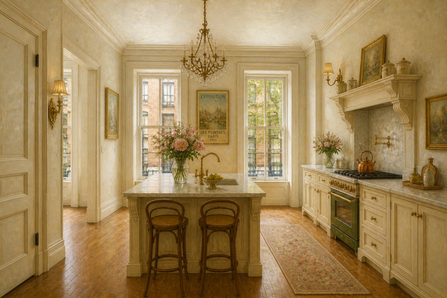 Oil-painted Parisian kitchen (after)
