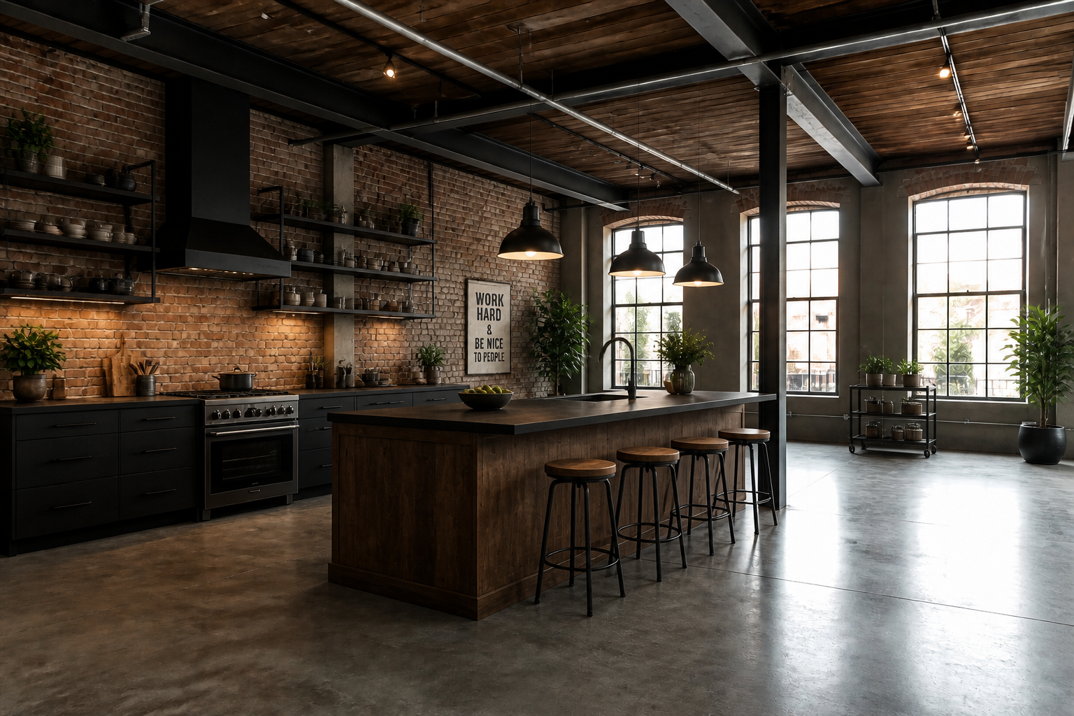 Industrial loft kitchen (after)