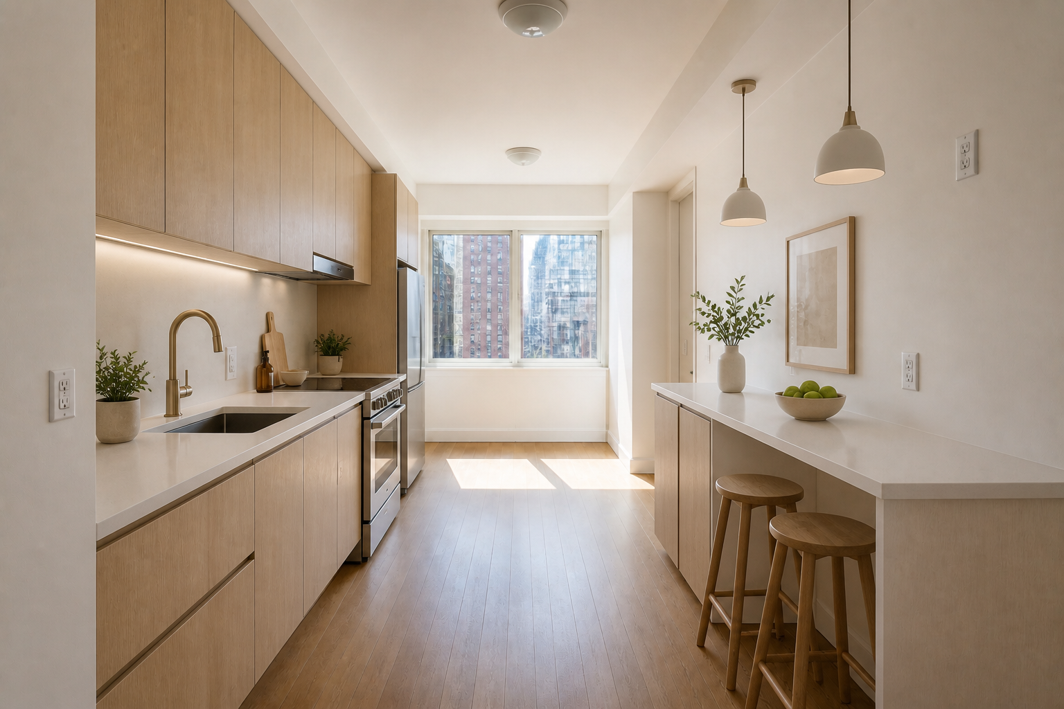 Scandinavian galley kitchen (after)