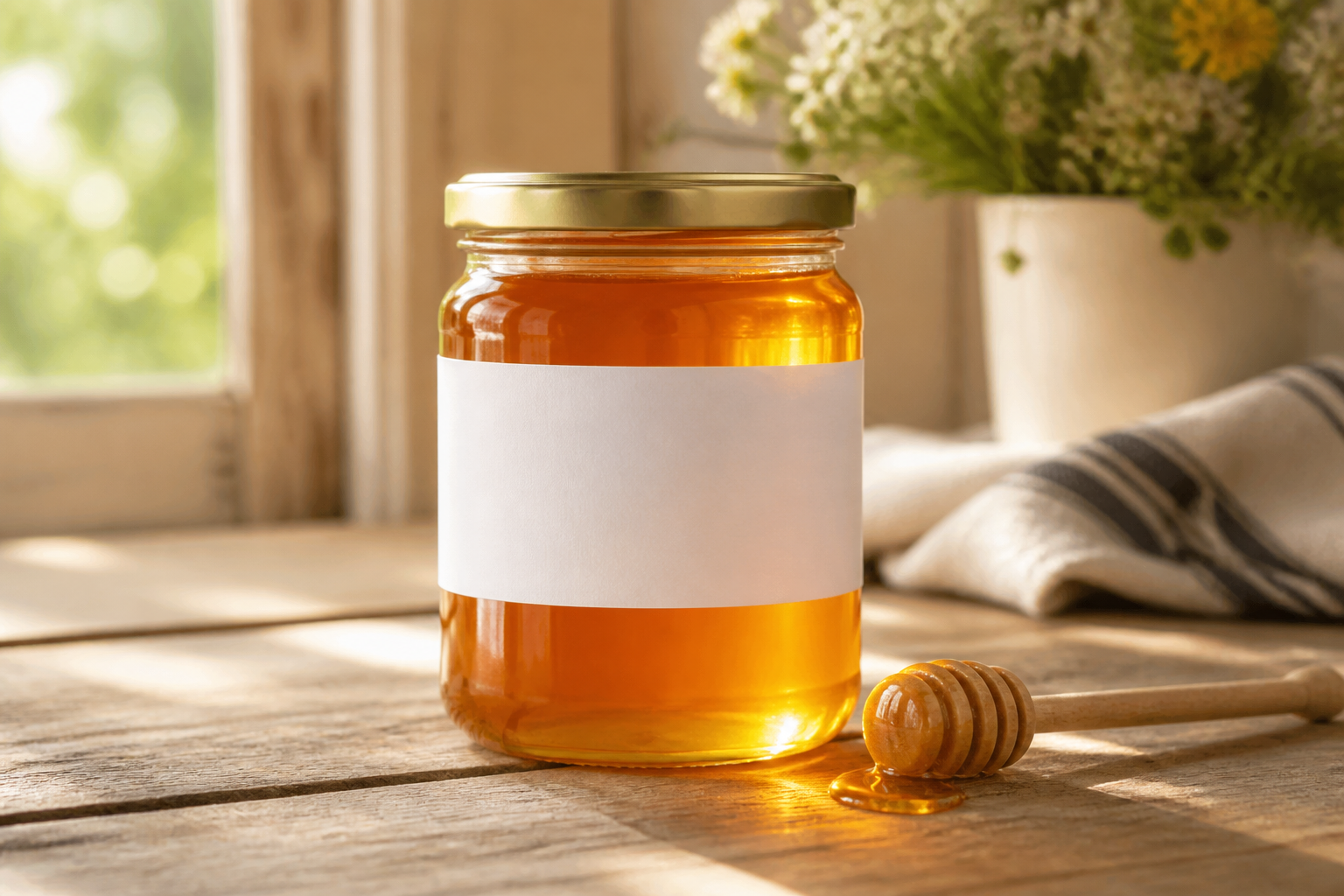 Organic honey jar (before)