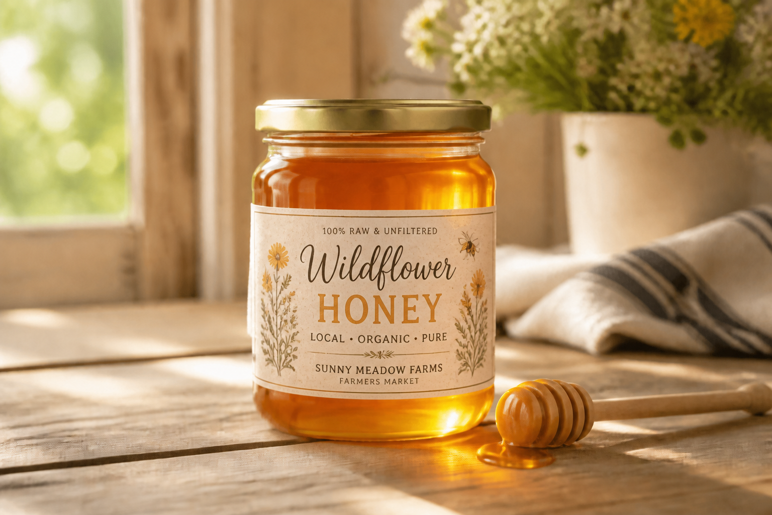 Organic honey jar (after)