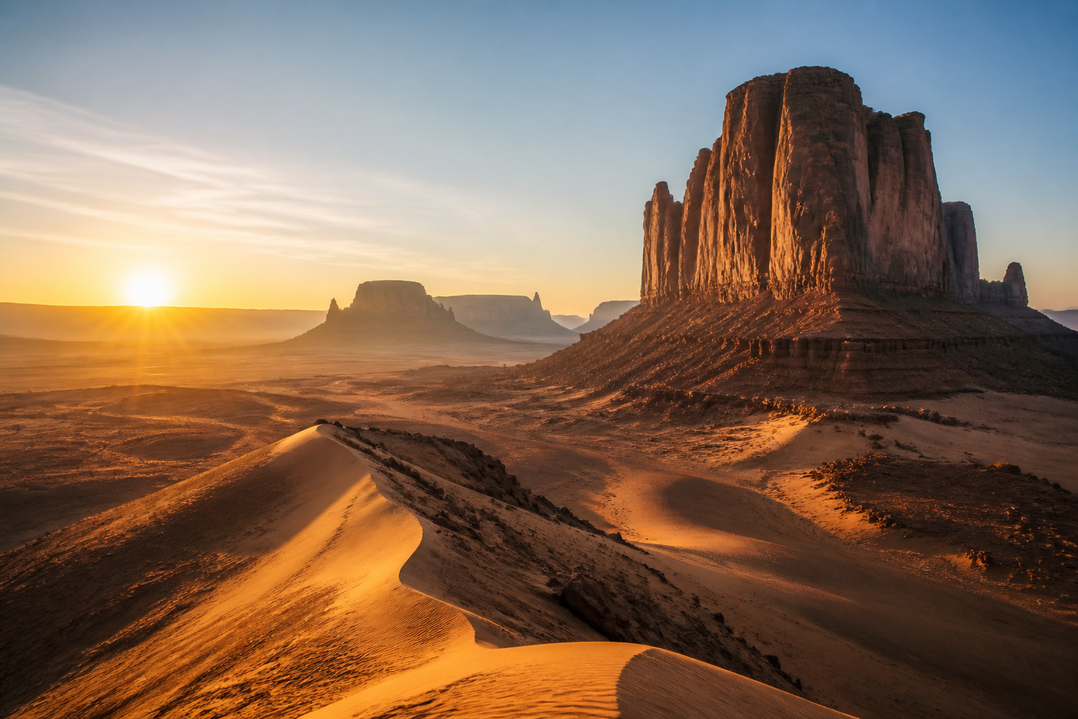Desert mesas at sunrise