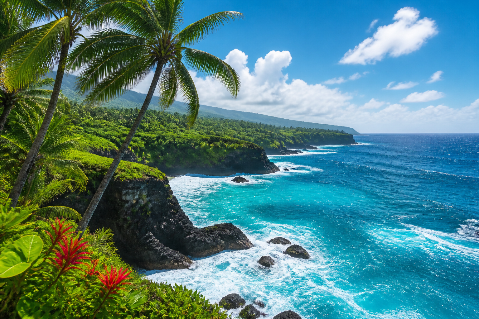 Tropical cliffs and surf