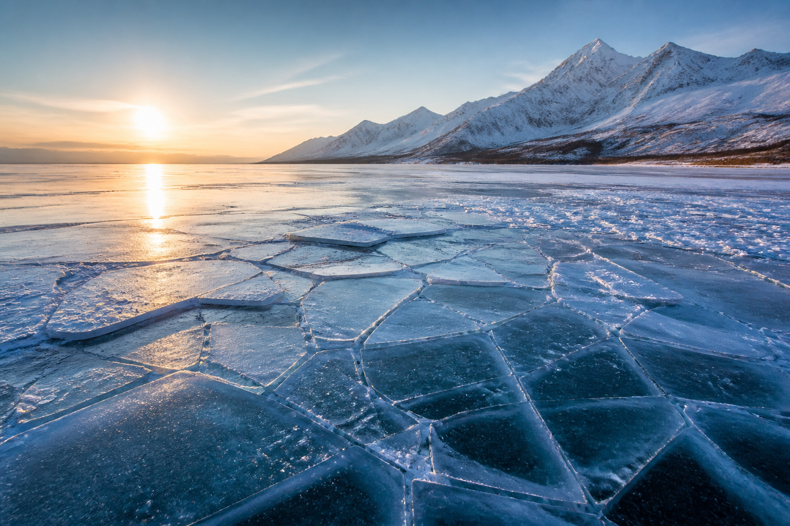 Frozen arctic shoreline