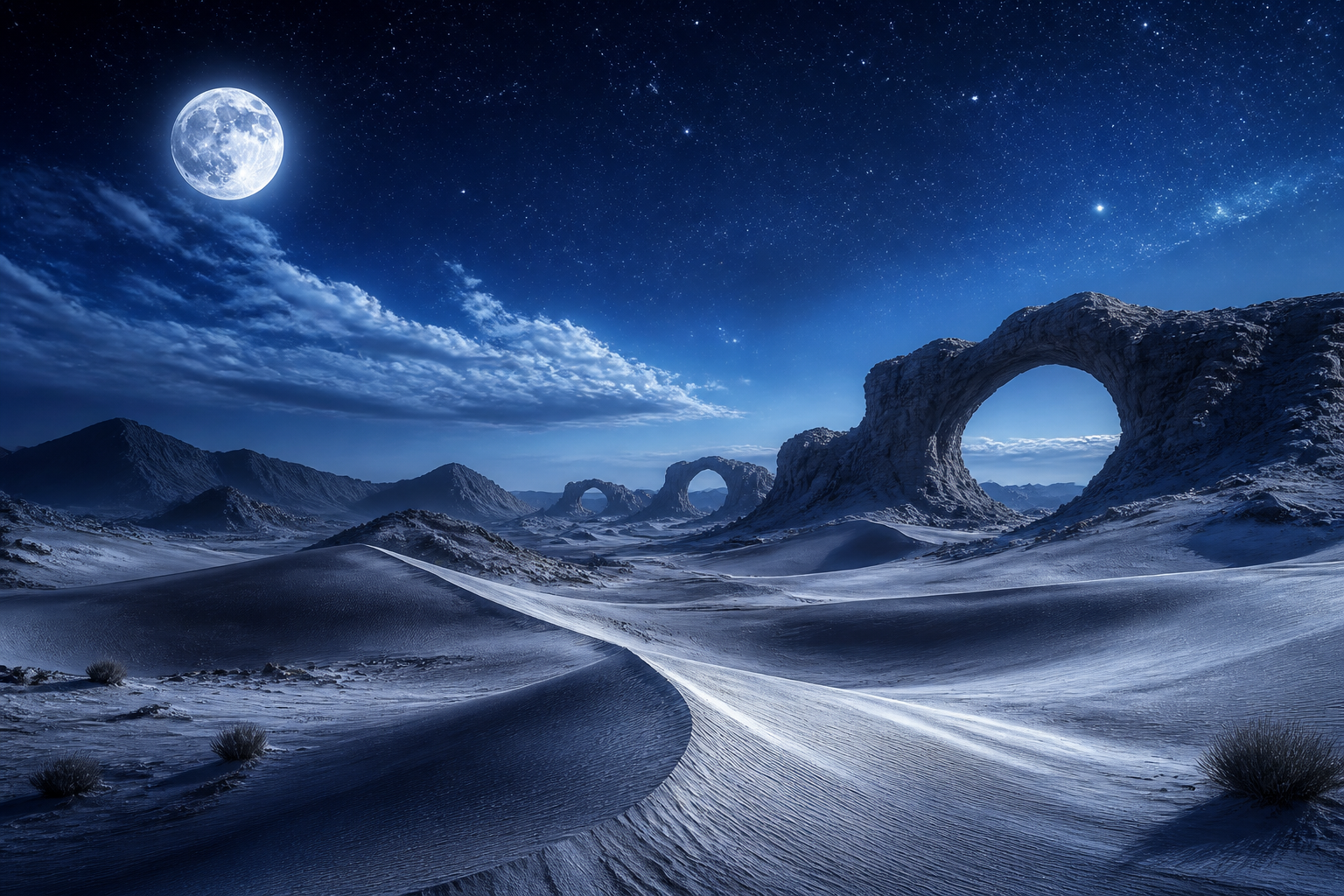 Moonlit dunes and stars