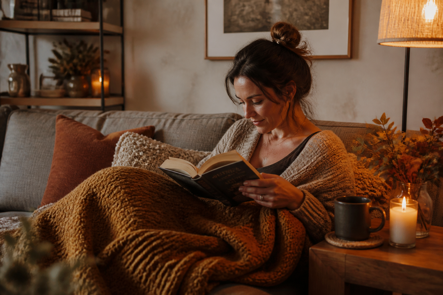 Cozy reading corner scene
