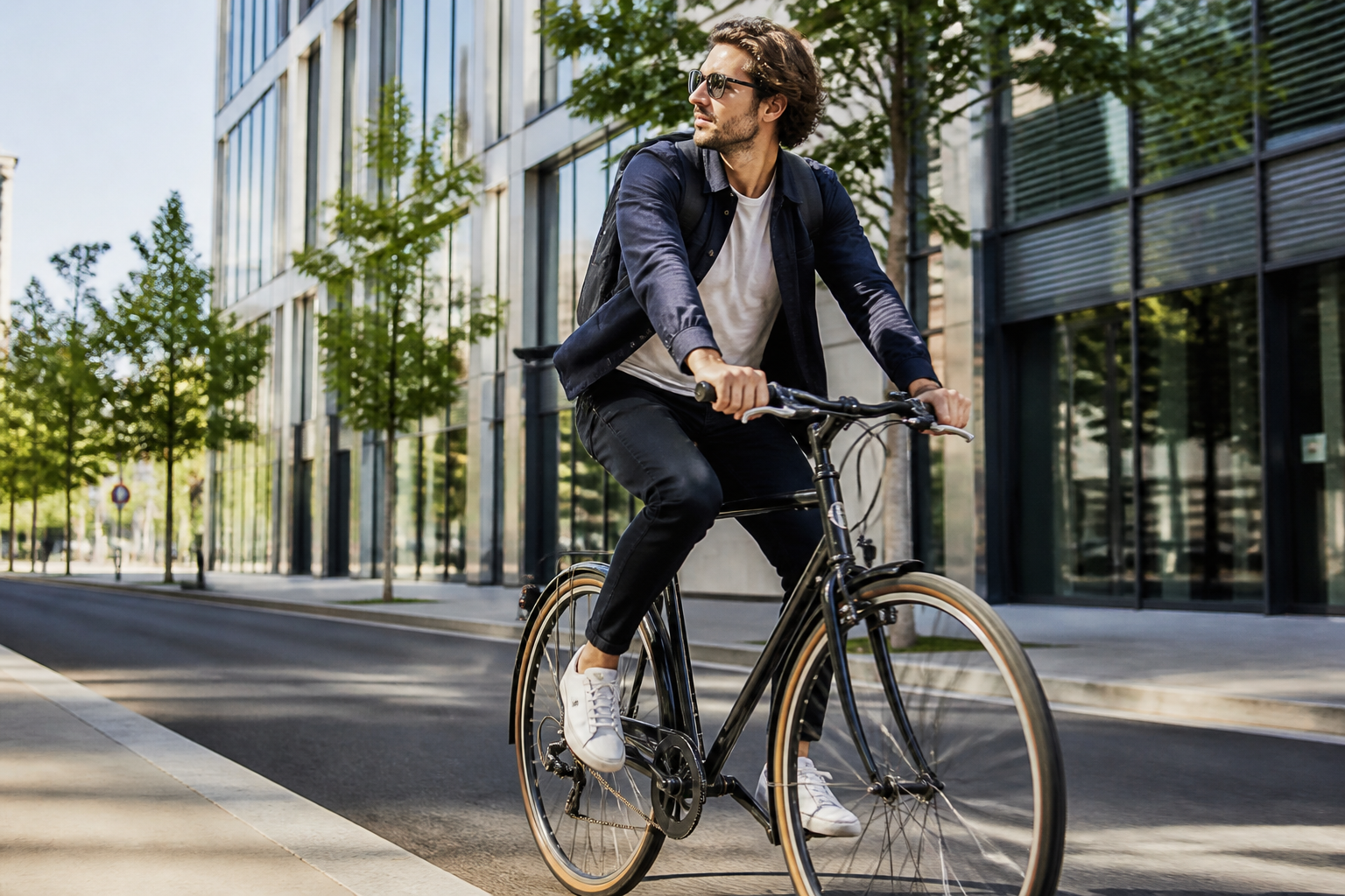 Urban cycling lifestyle shot