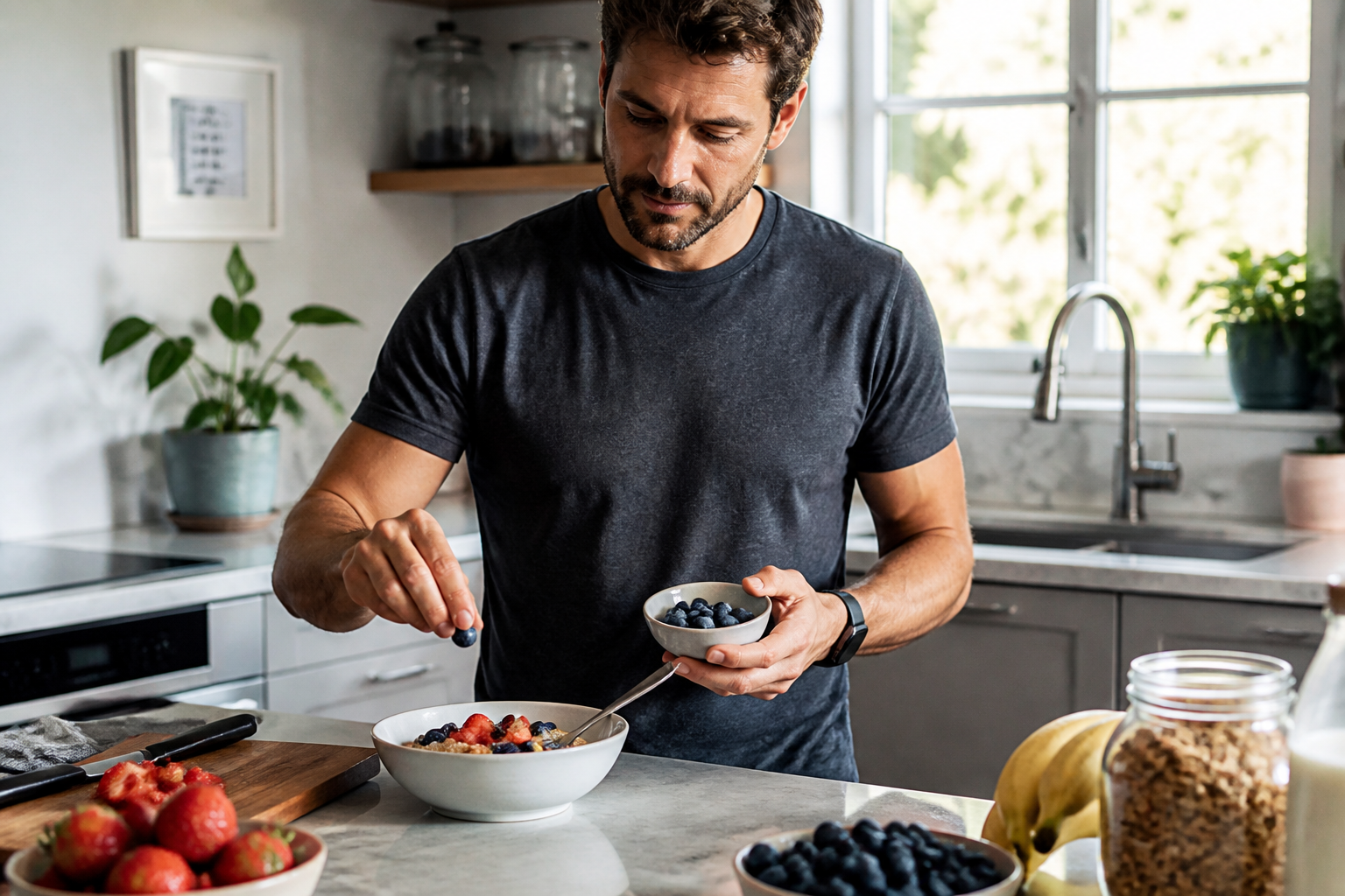 Healthy breakfast in modern kitchen
