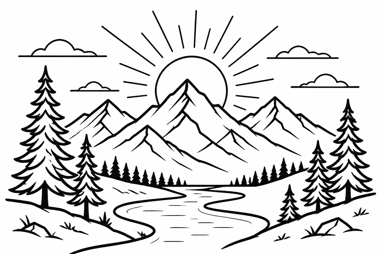 Mountain landscape outline
