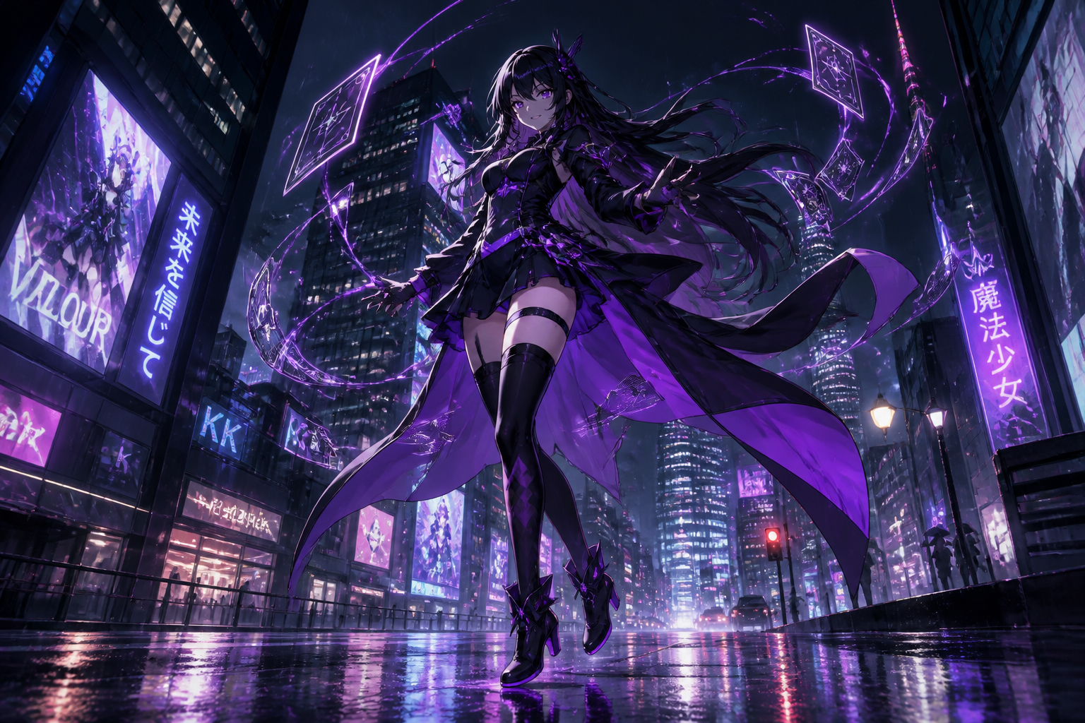 Neon city magical girl