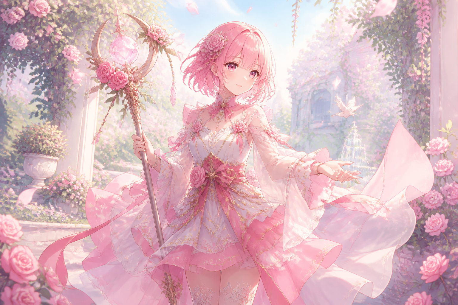 Floral healer in garden