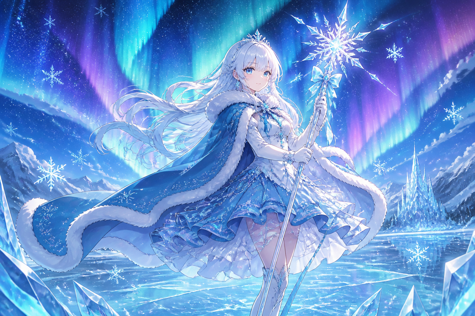 Winter guardian under aurora