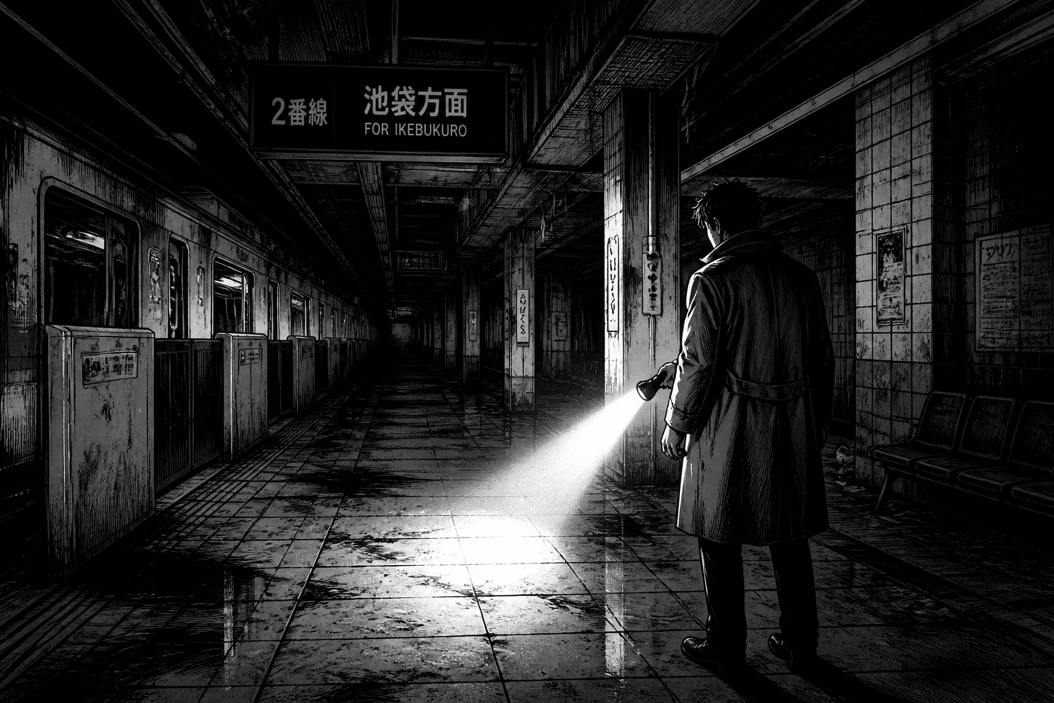 Suspenseful subway detective scene