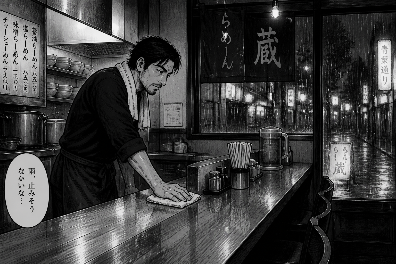 Late-night ramen shop panel