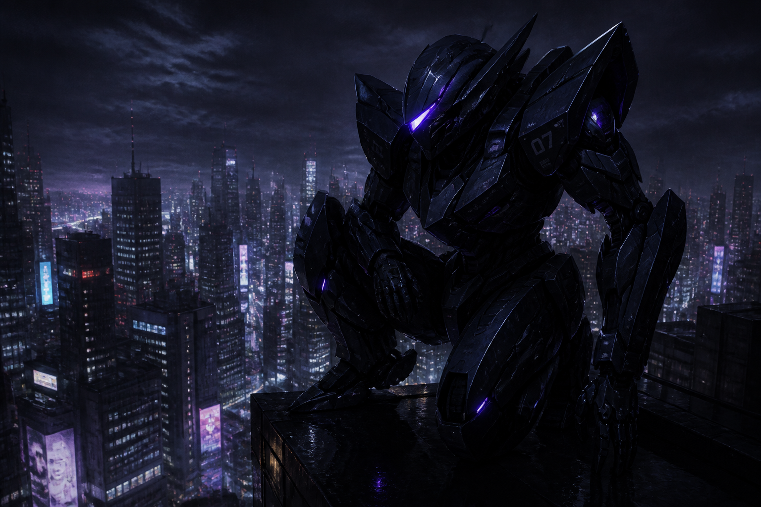 Stealth mech at night