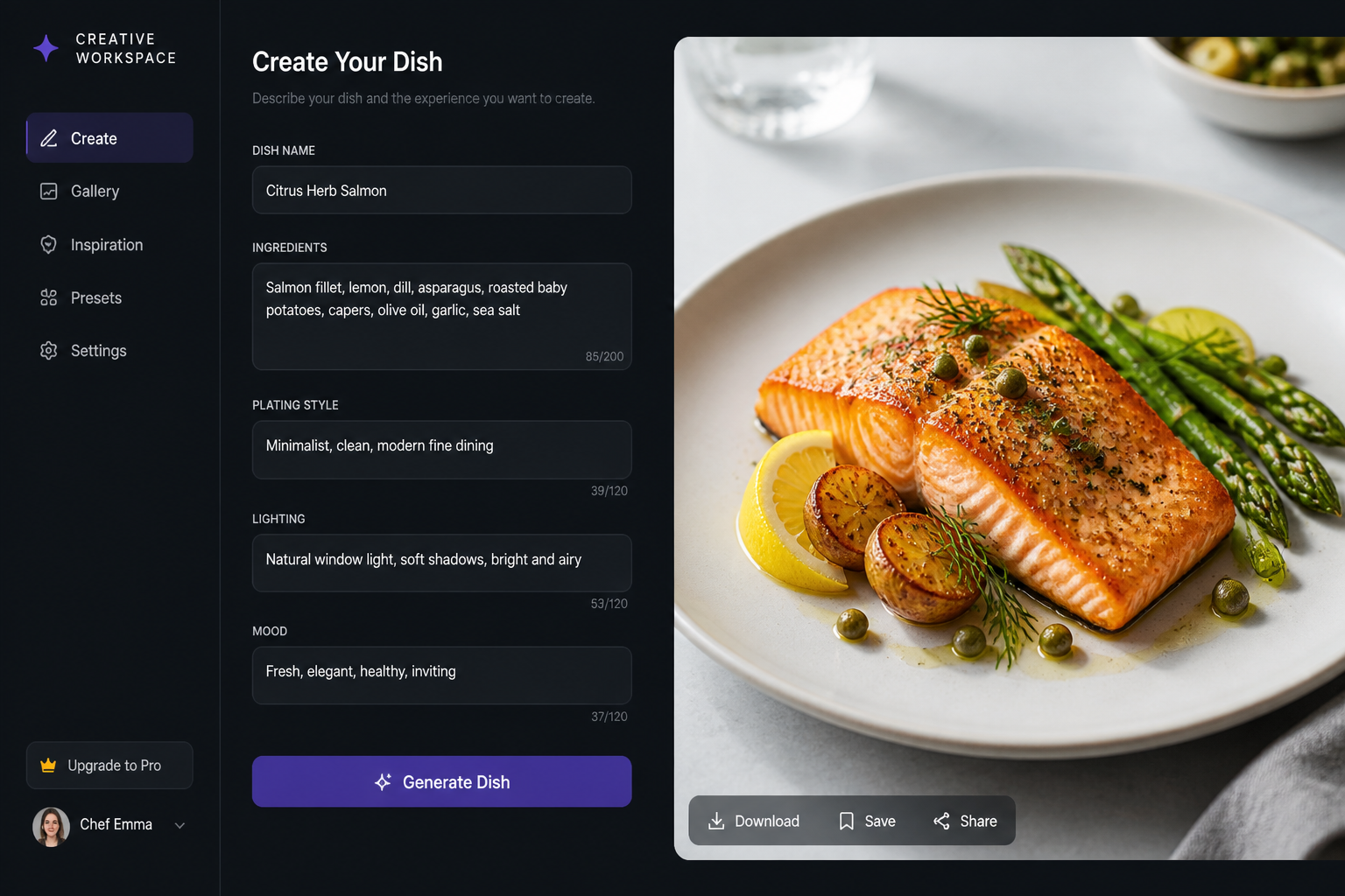 Describe the dish details