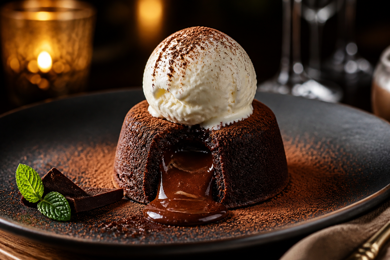 Chocolate lava cake dessert