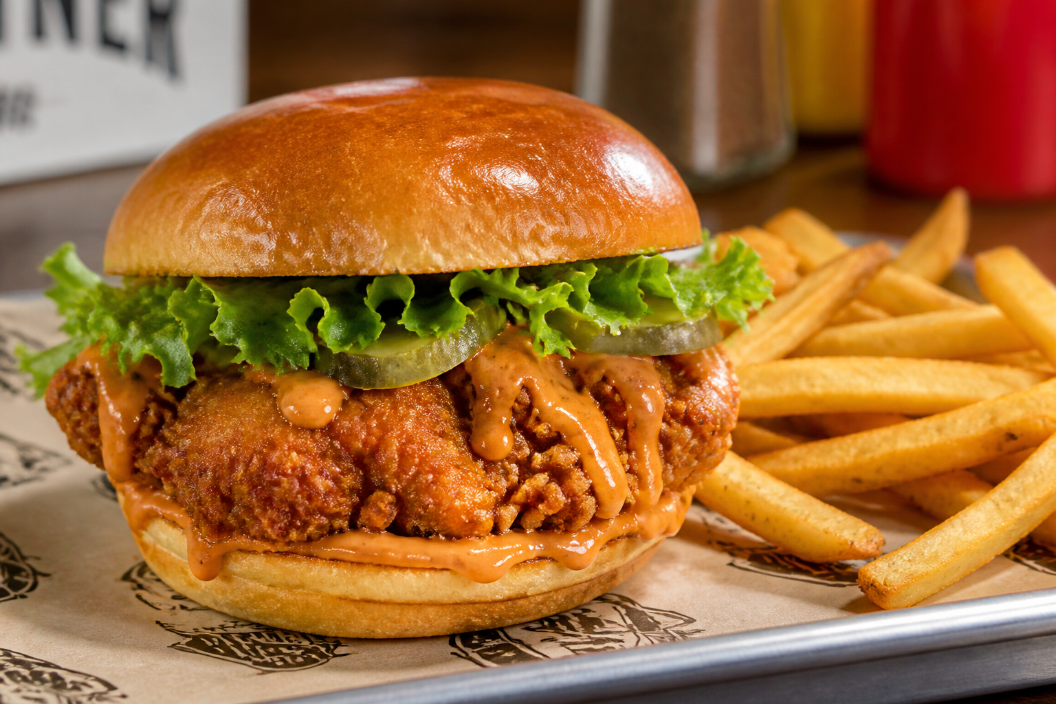 Fried chicken burger combo