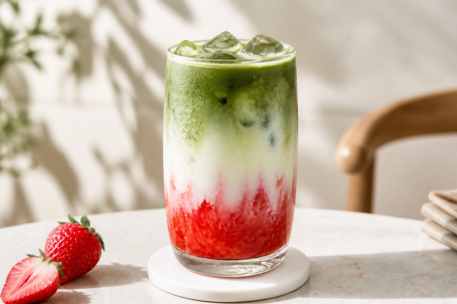 Strawberry matcha latte