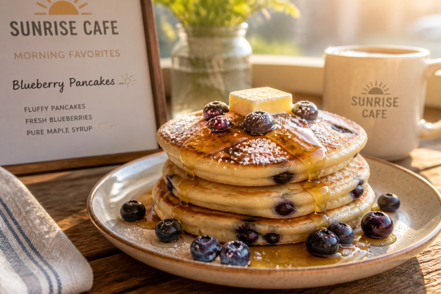 Blueberry pancake stack
