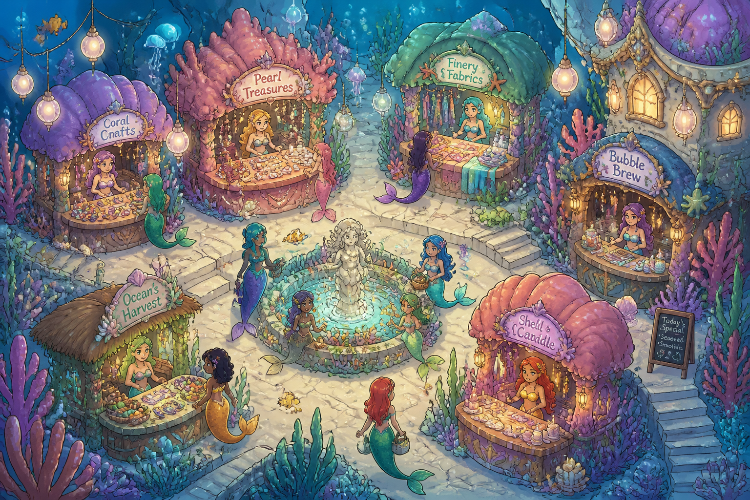 Whimsical undersea mermaid market