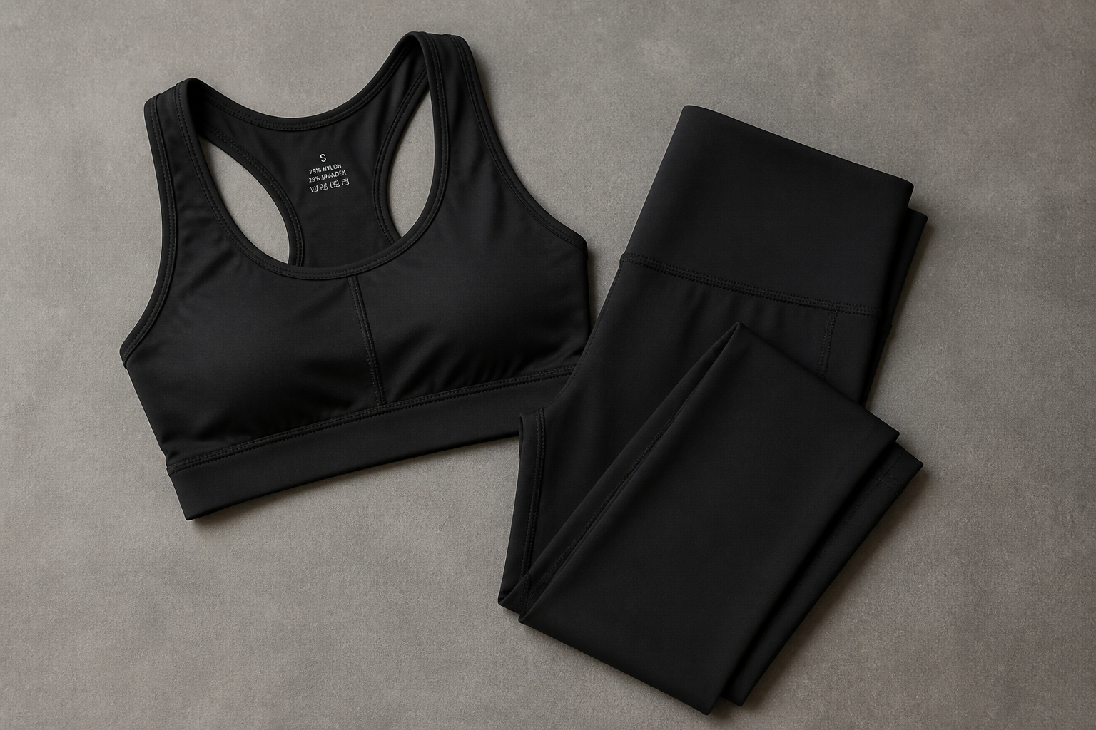 Activewear on fitness model (before)
