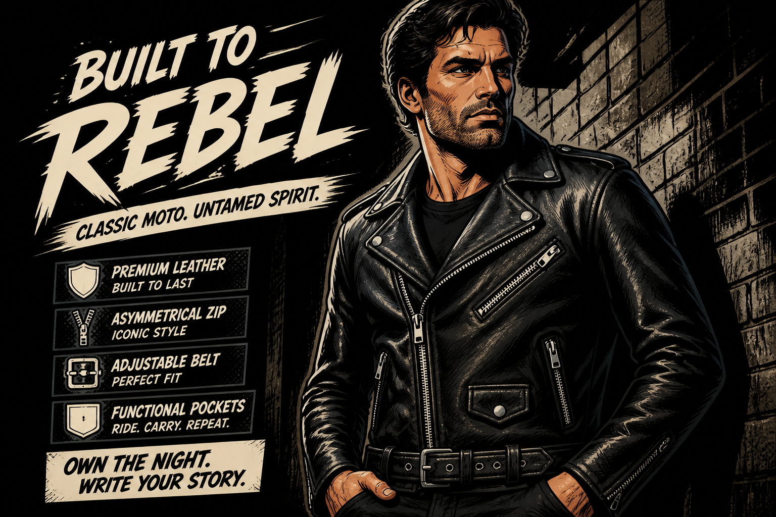 Comic-book moto jacket (after)