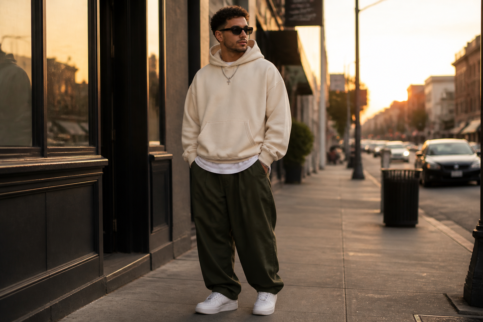 Streetwear hoodie look (after)
