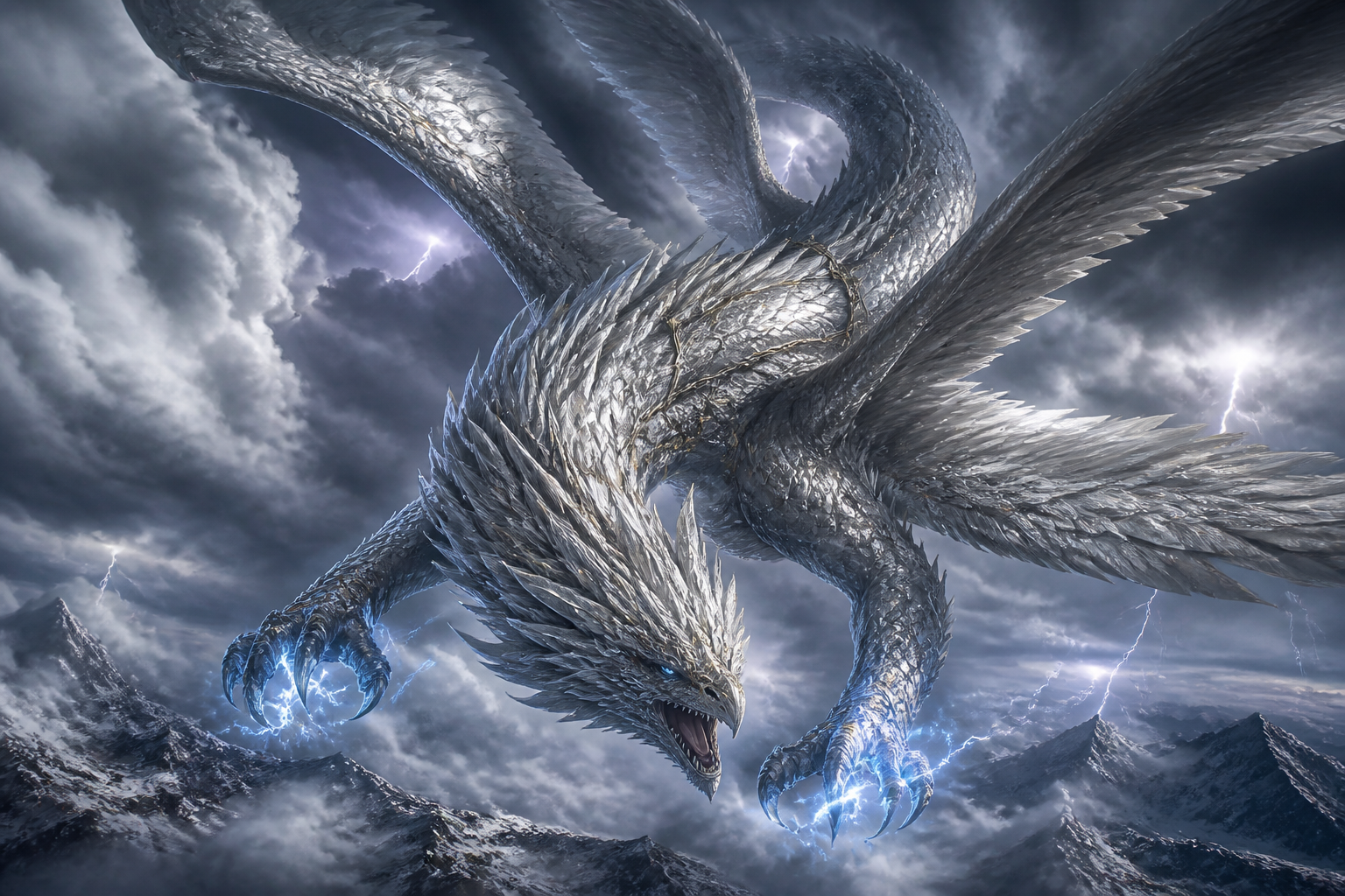 Storm wyvern above the clouds