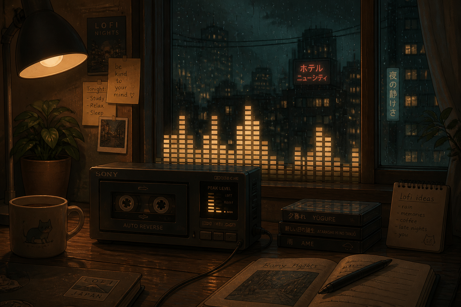 Cozy lo-fi cassette visualizer