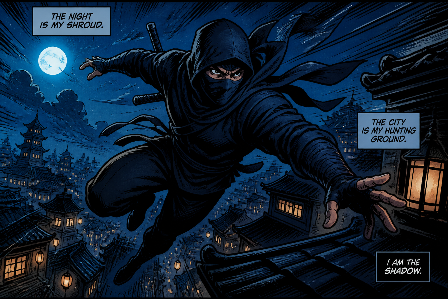 Comic rooftop leap