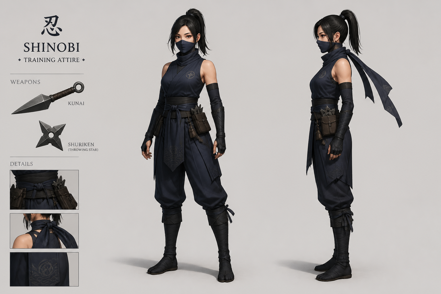 Ninja character design sheet