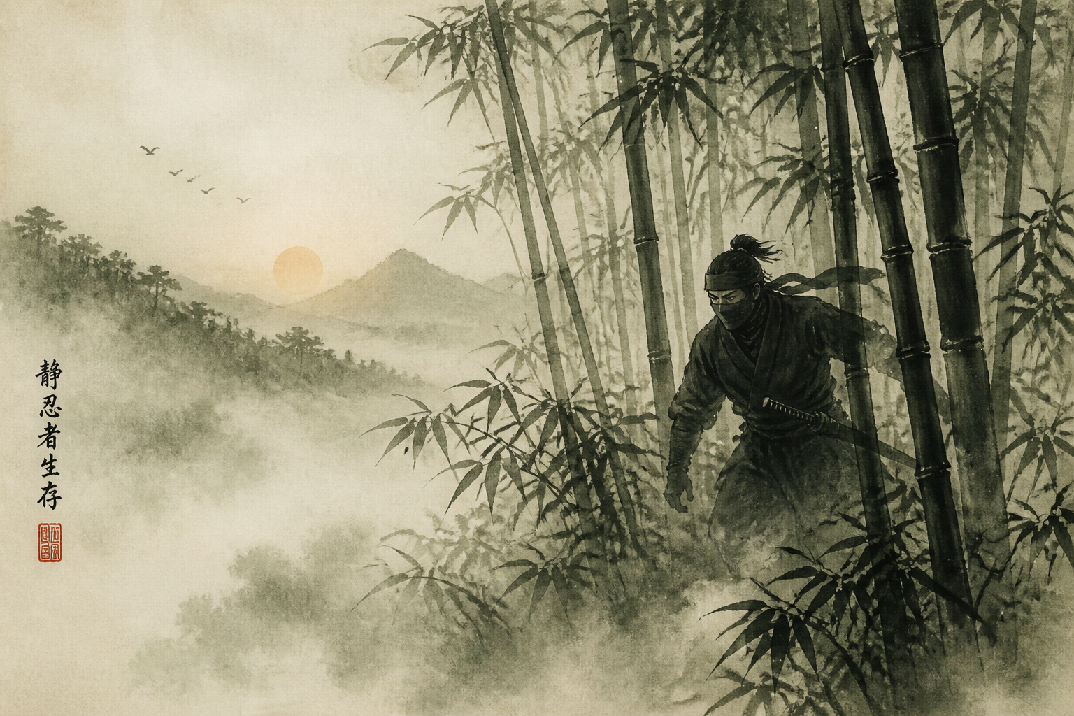 Ink wash bamboo stealth