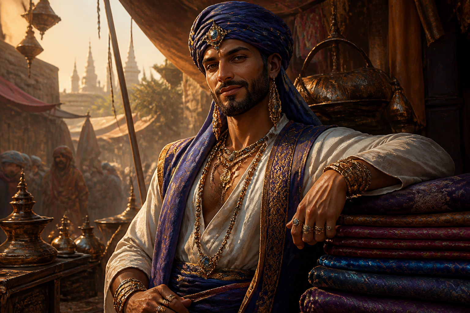 Desert merchant at golden hour