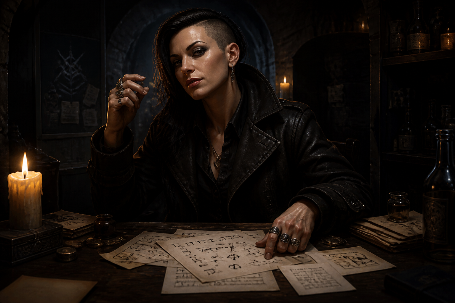 Underworld fixer in cellar office