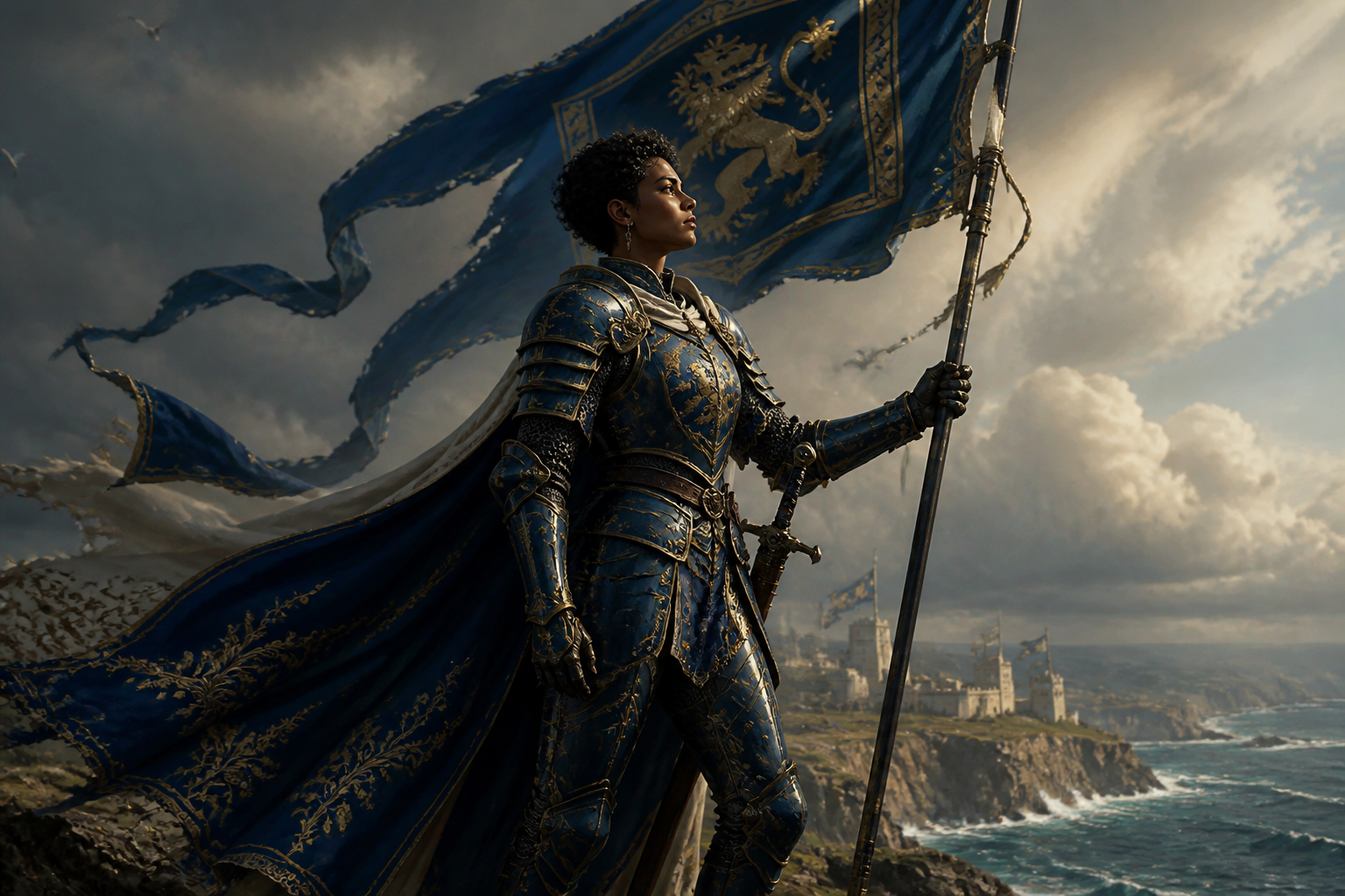 Fantasy knight by the sea