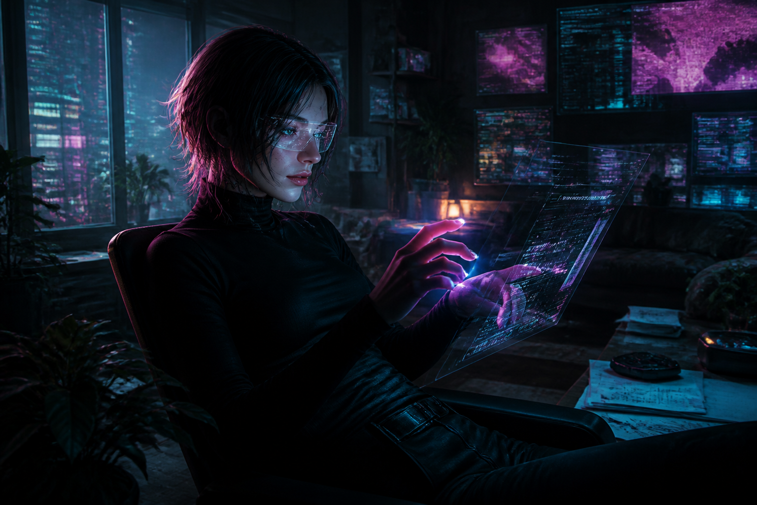 Cyberpunk hacker portrait
