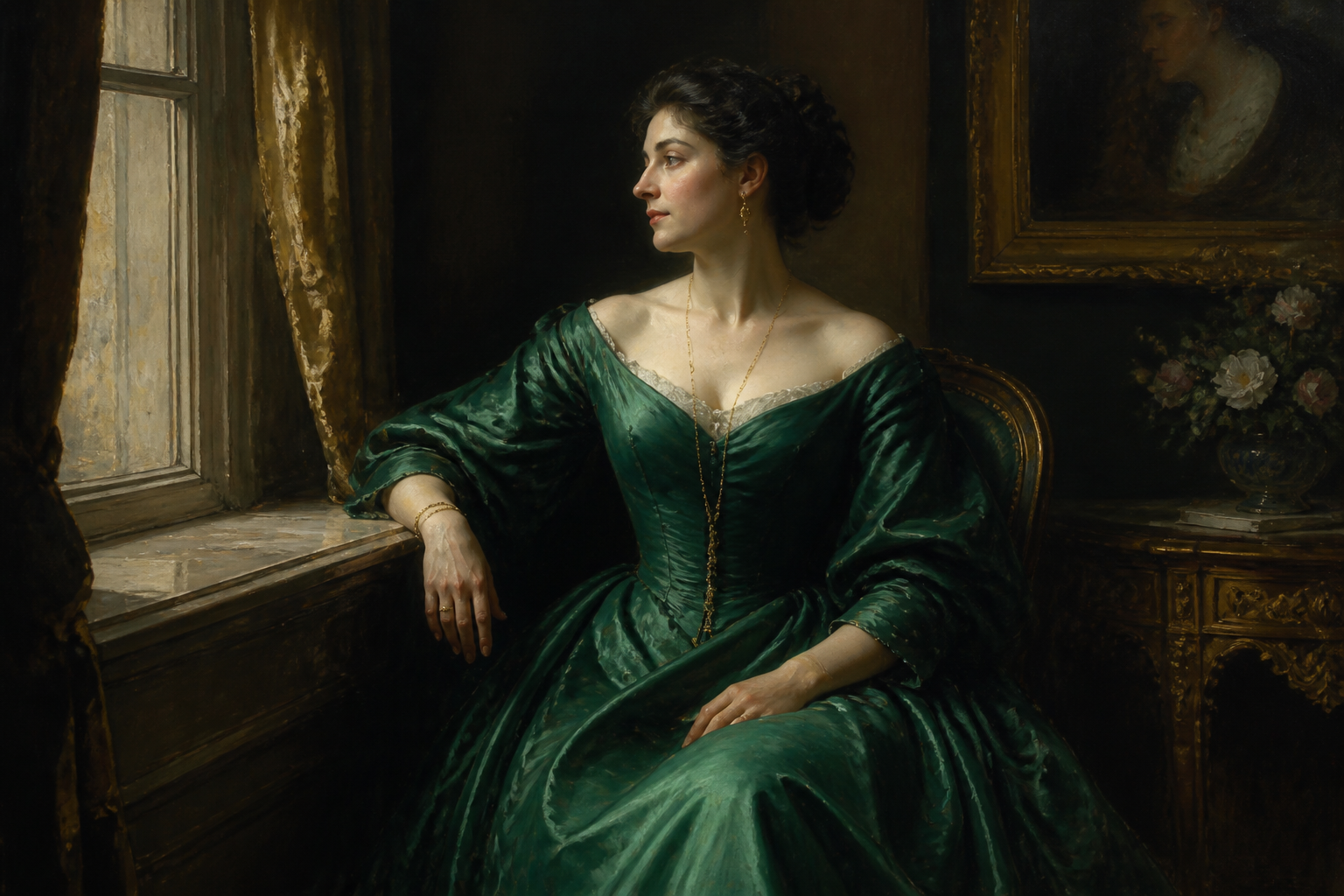 Elegant portrait by window