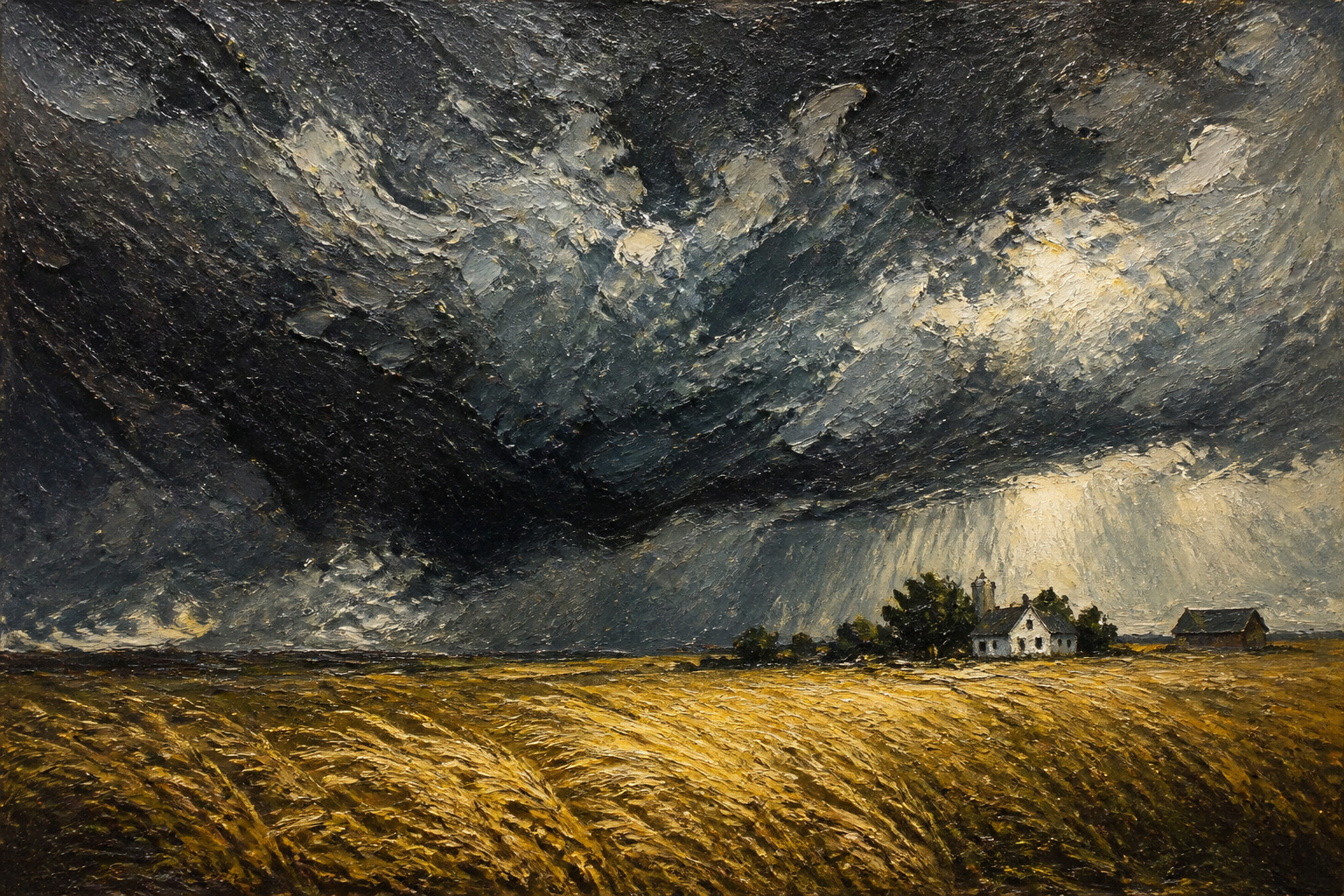 Storm over wheat field