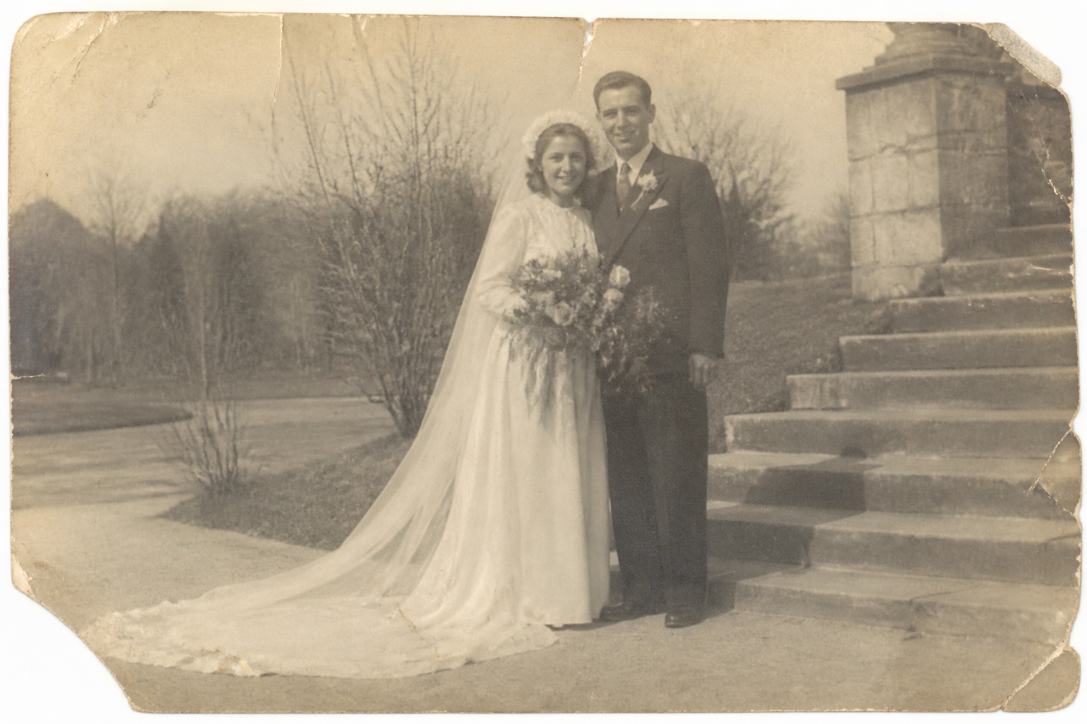 Repaired wedding photo (before)