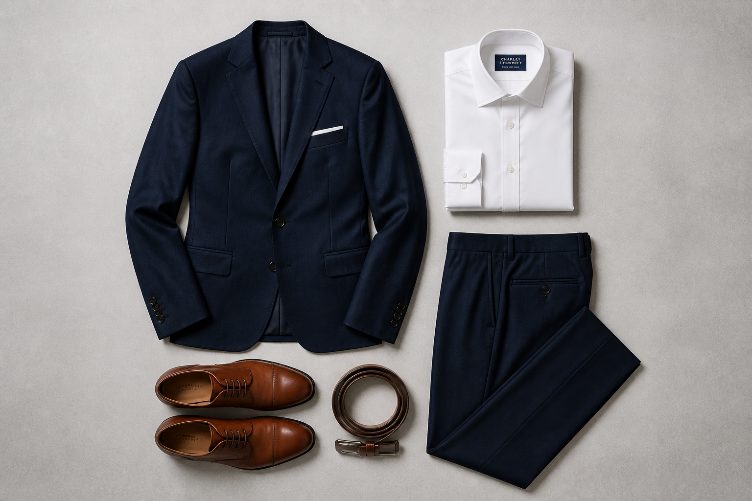 Formal menswear flatlay (after)