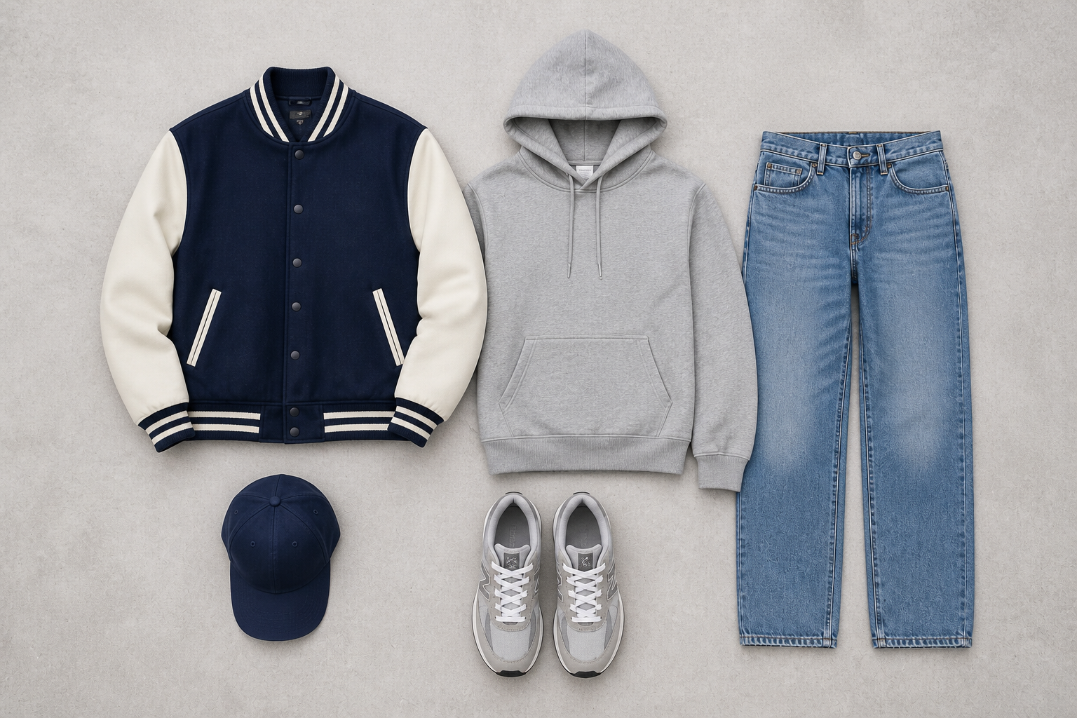 Casual layered flatlay (after)