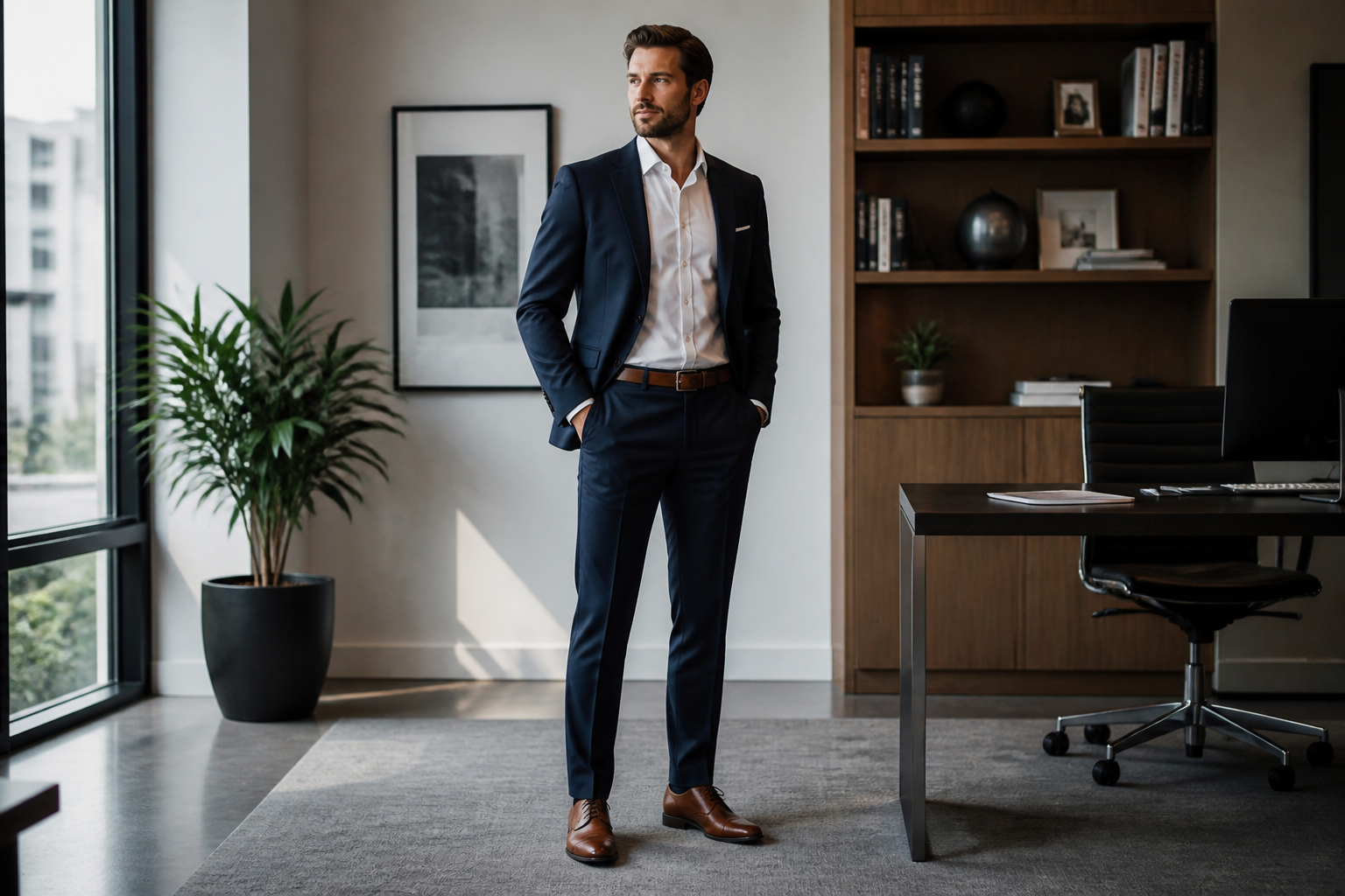 Formal menswear flatlay (before)